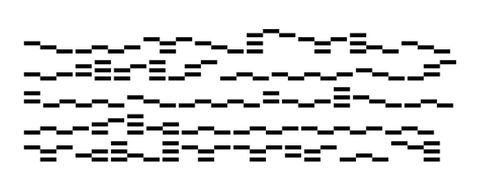 Minimalist raw typographic design composed of abstract letters that look like midi notes, geometric typeface, experimental typography, modular modern typeface