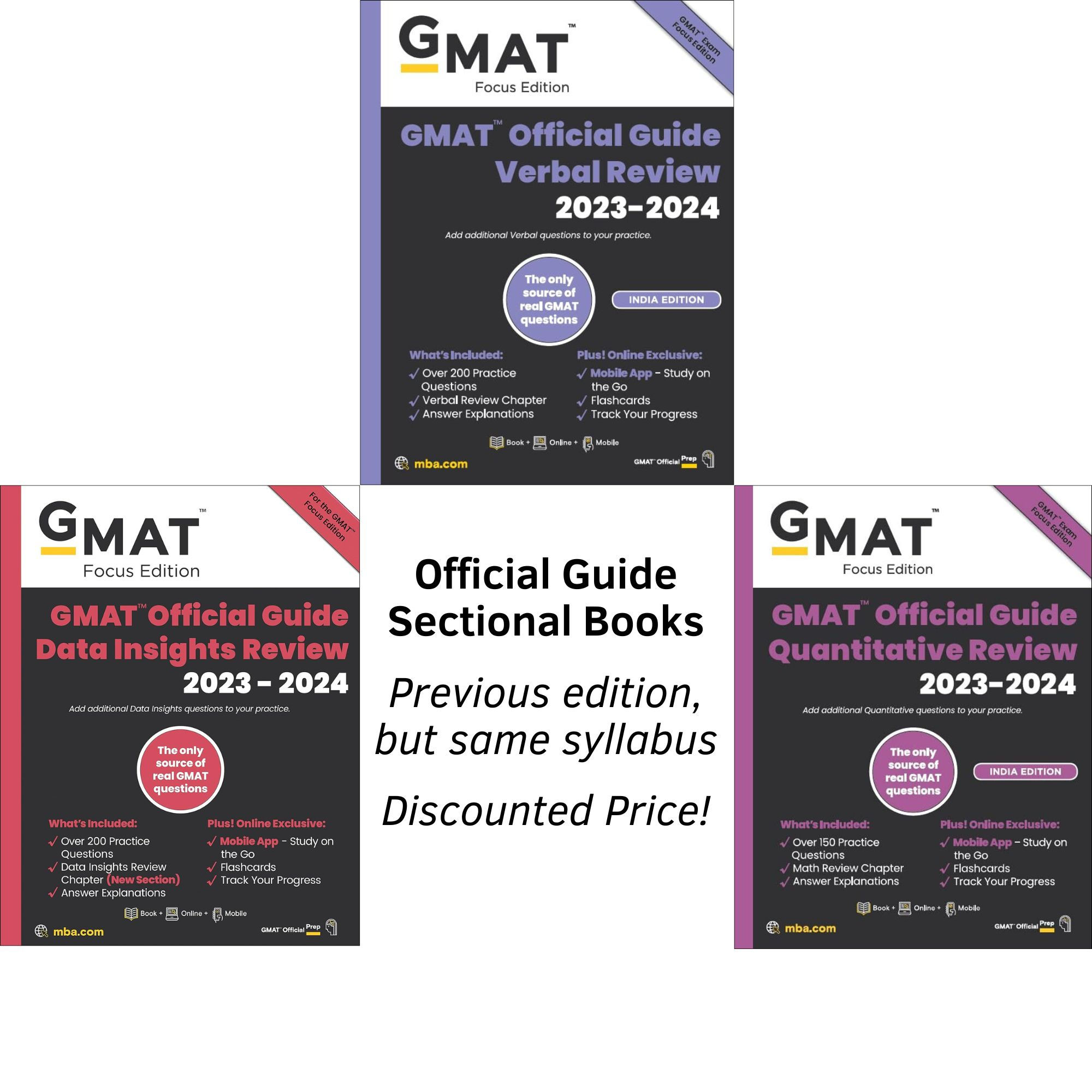 GMAT Official Guide Bundle 2023-24 (old edition) Same syllabus, Discounted price