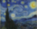 Vincent van Gogh’s iconic The Starry Night oil painting featuring a swirling blue night sky and glowing yellow stars.
