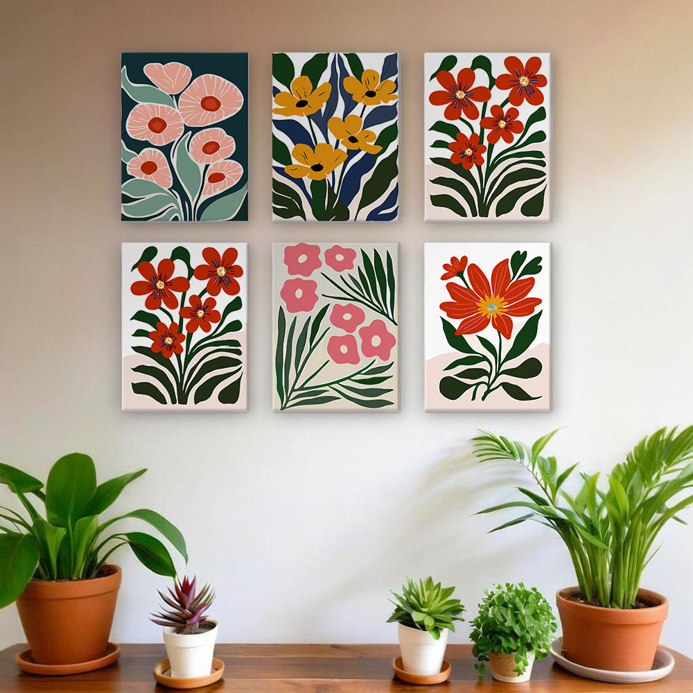 Folk Florals - Multi-kit Paint by Numbers Set (6)