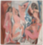 Painting by Pablo Picasso of five nude female figures.