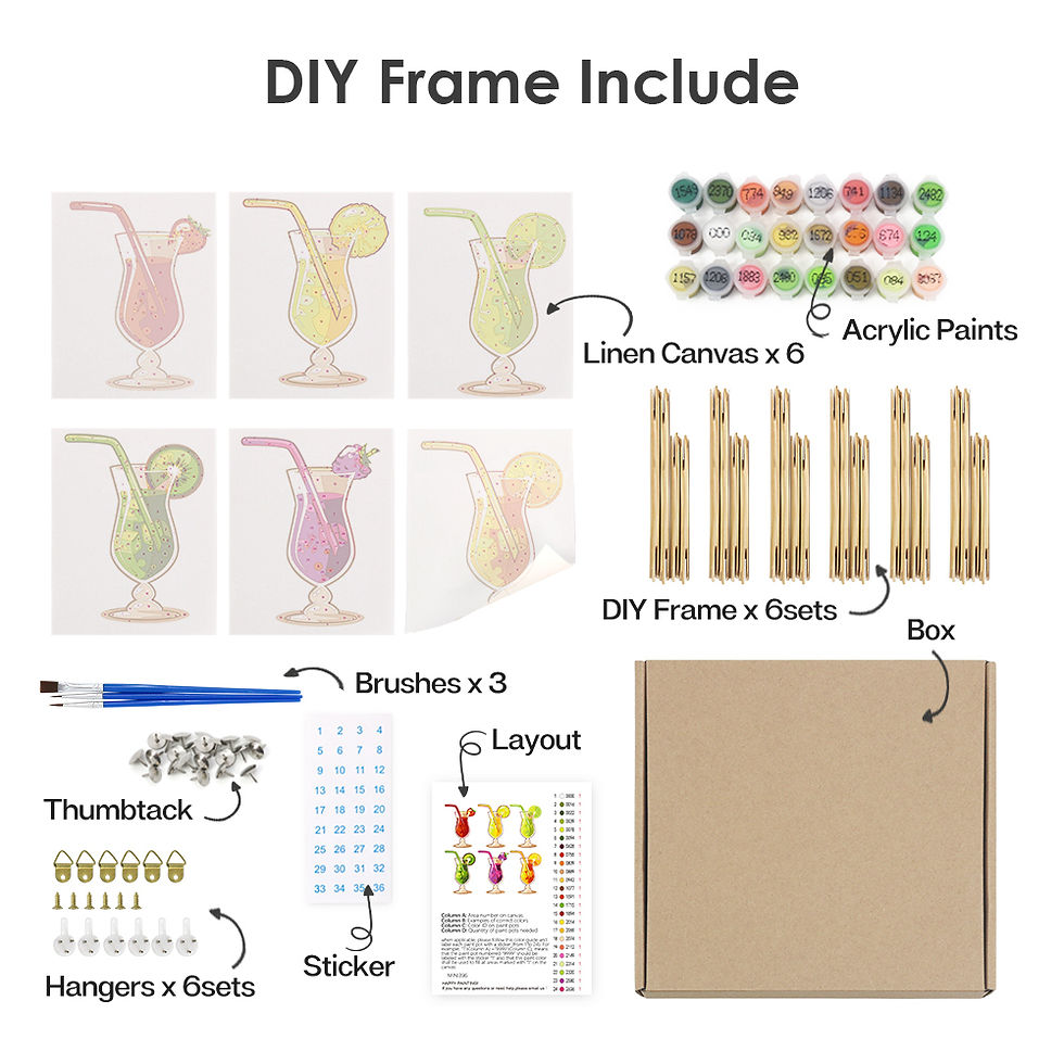 Miniatură: Tropical Cocktails - Multi-kit Paint by Numbers Set (6)