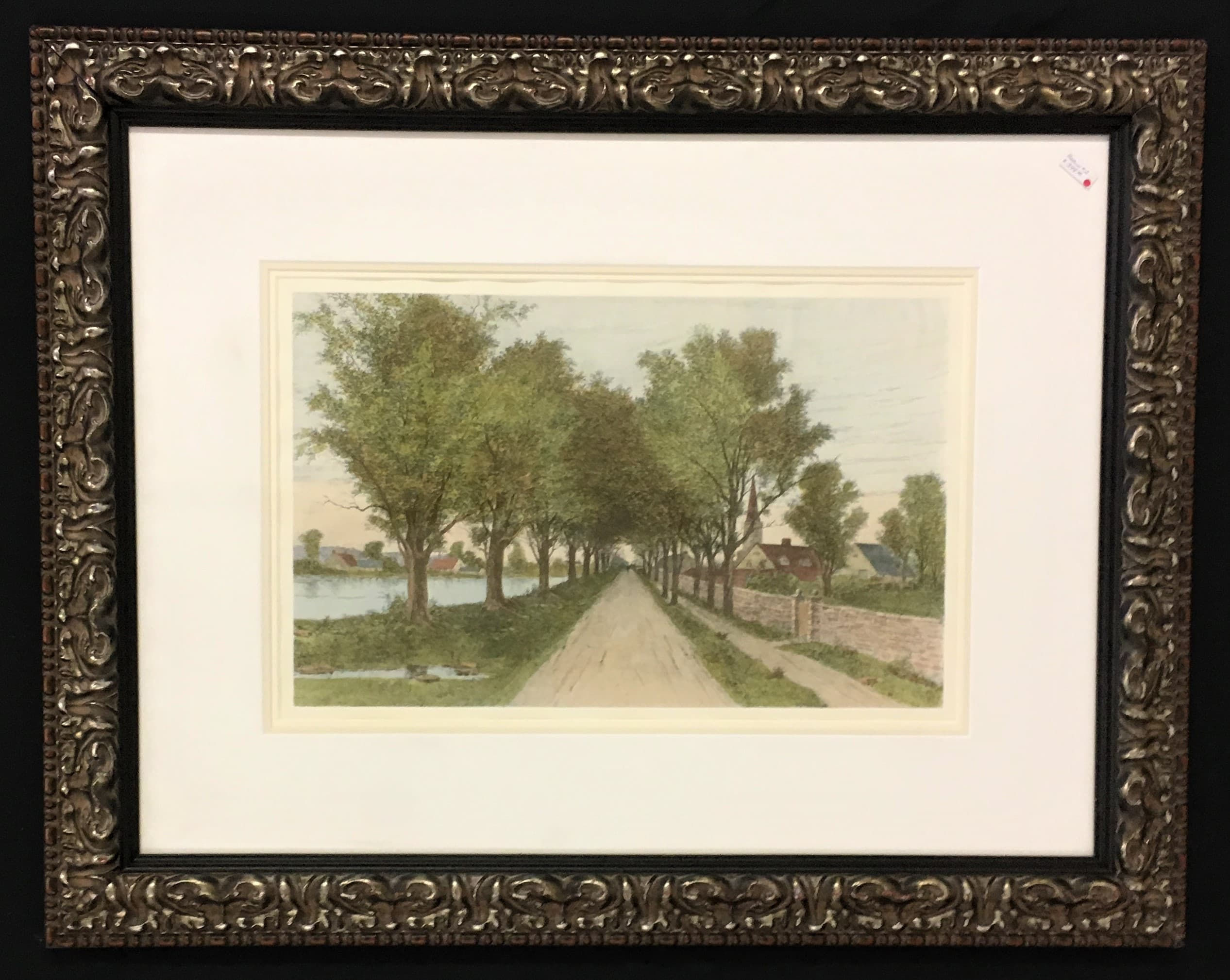 'Road Between the Church and Stream'
Artist: Frederick Leo Hunter

Medium: Aquatint Print

Artwork Size: 31 x 39

Additional Info: Printed c. Early 20th Century