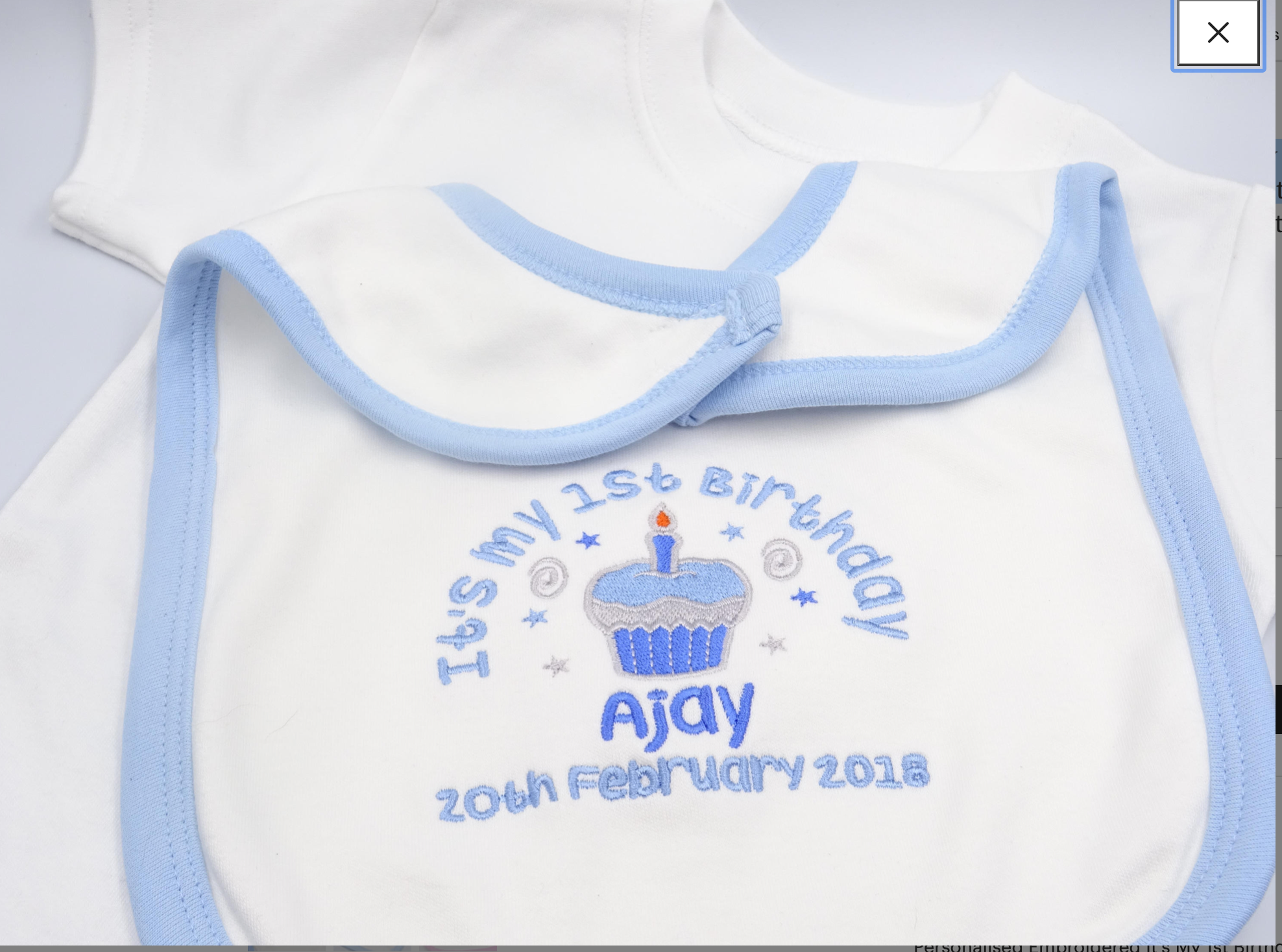 Personalised Embroidered Its My 1st Birthday - CUPCAKE DESIGN Clothing - Bib