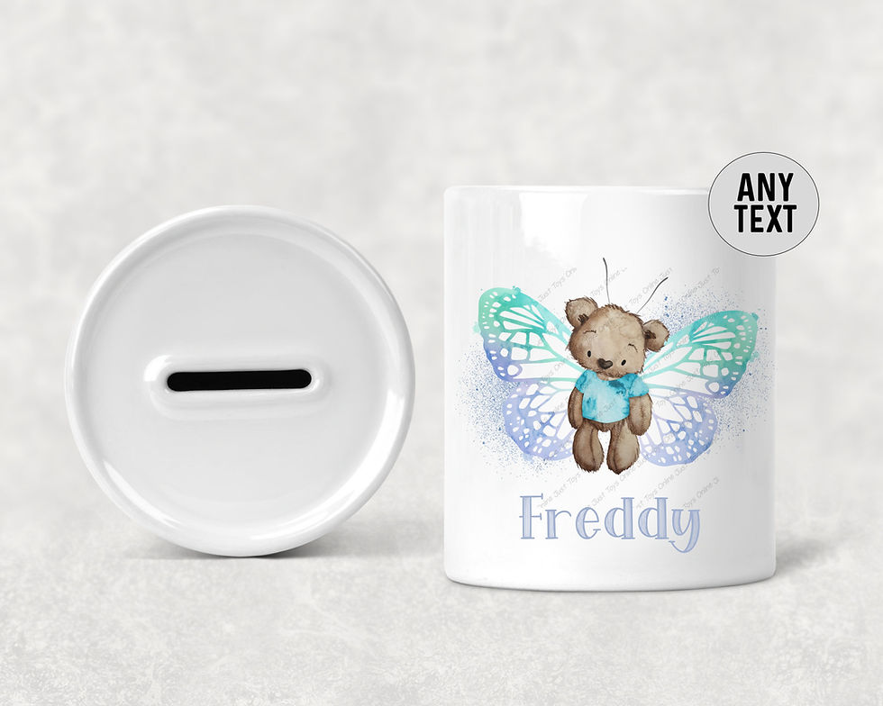 Thumbnail: Personalised Butterfly Teddy Bear Ceramic Money Box