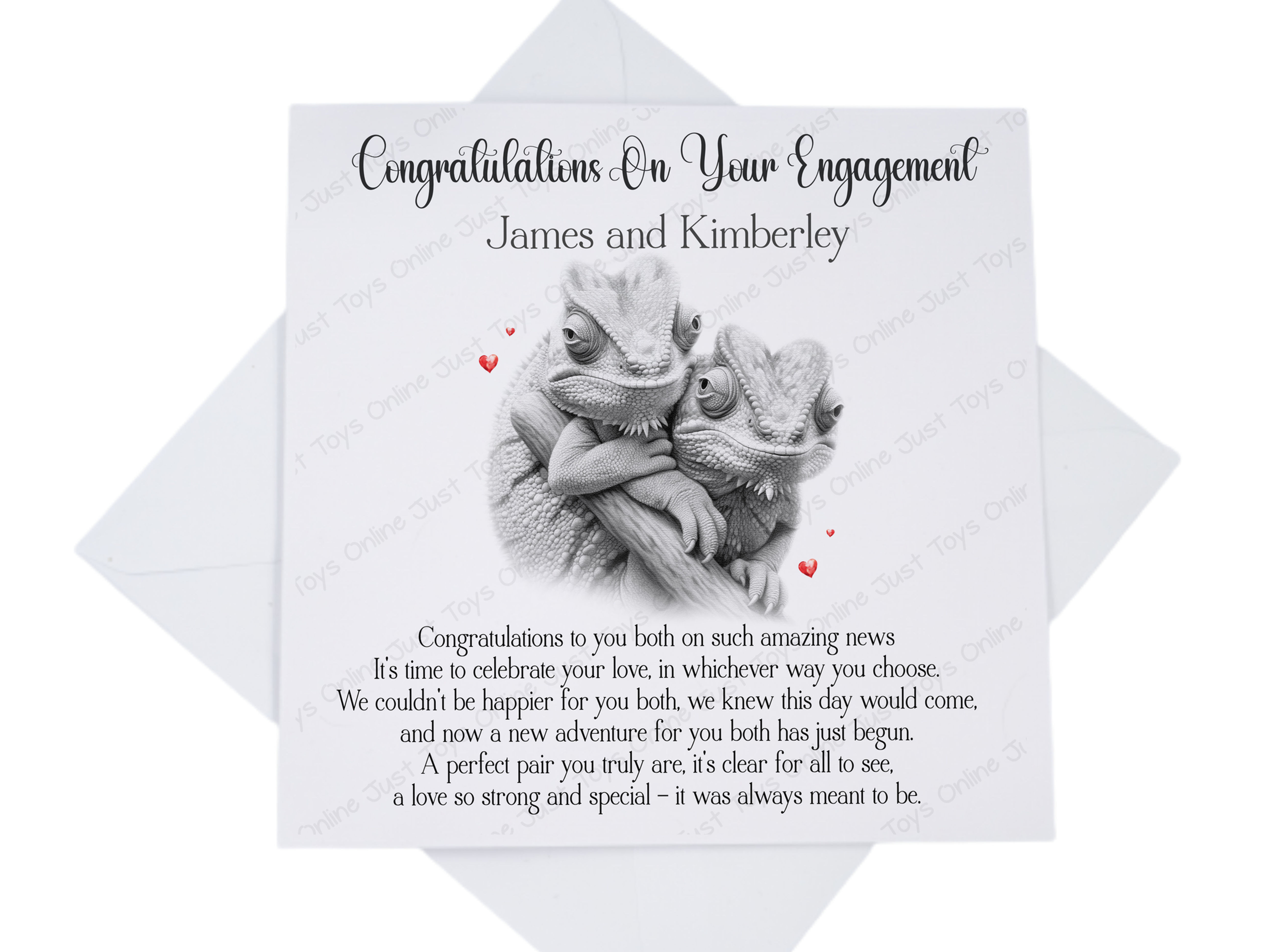 Sketchy Chameleons Personalised Congratulations on your Engagement Poem Card