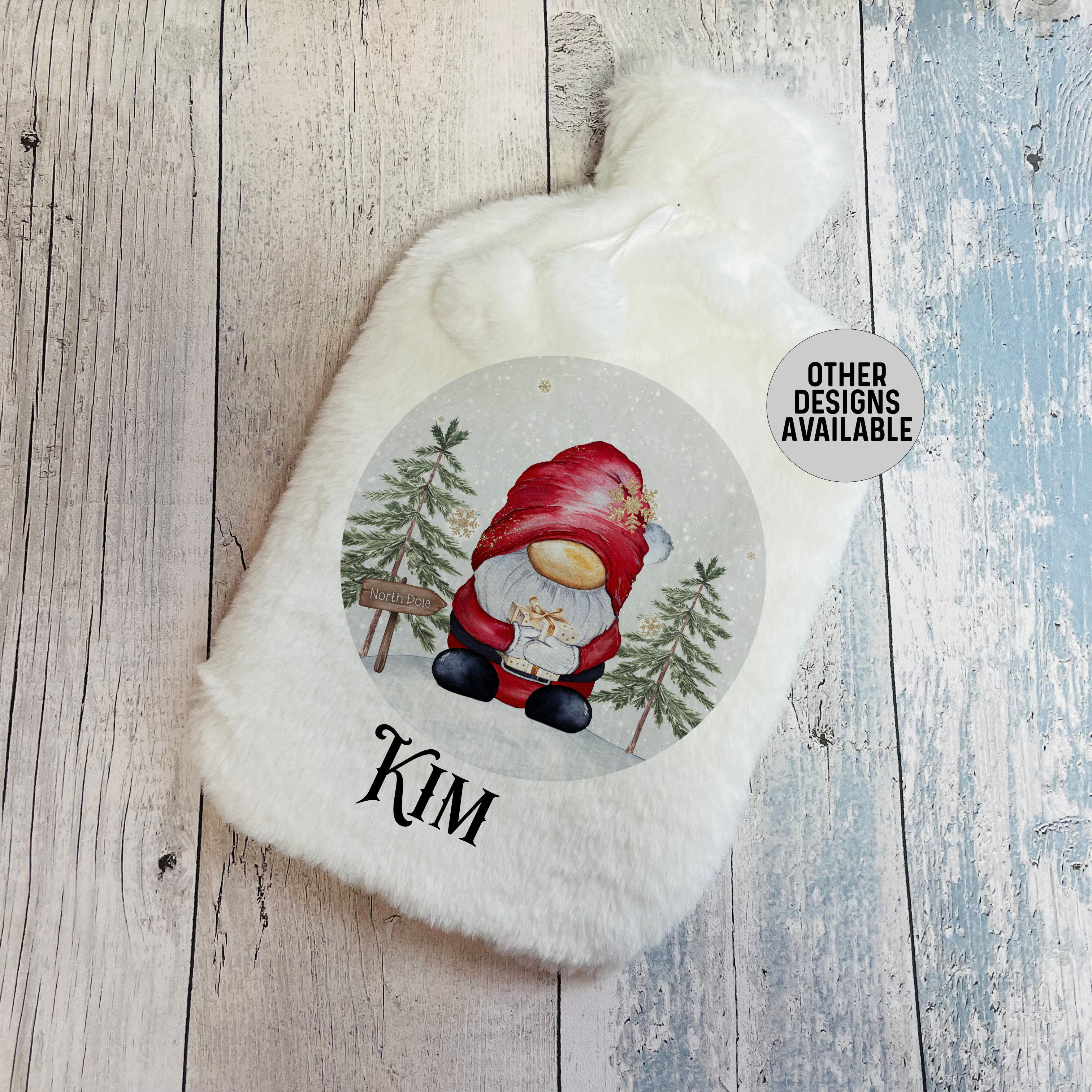 Personalised Christmas Red Gonk Hot Water Bottle