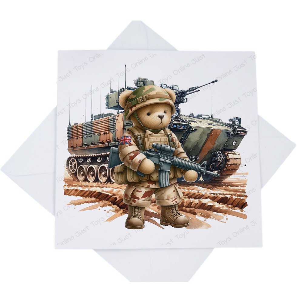 Army Combat Tank Card, Bear Soldier Blank Card for Any Occasion