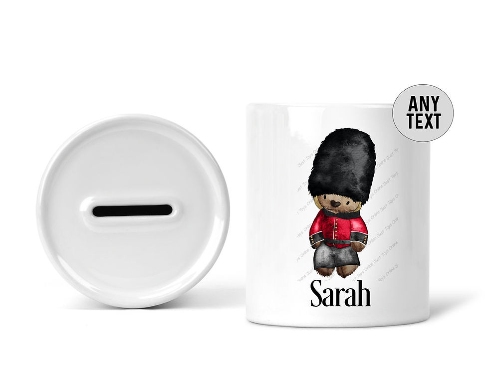 Thumbnail: Personalised Royal Teddy Bear Name Ceramic Money Box, King and Queen