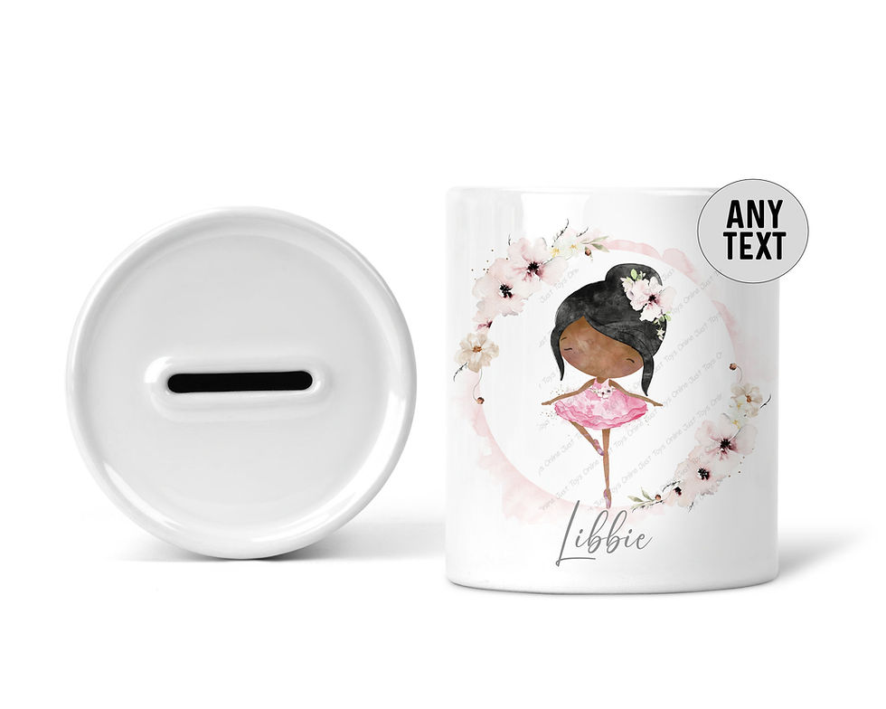 Thumbnail: Personalised Floral Ballerina Girl Ceramic Money Box