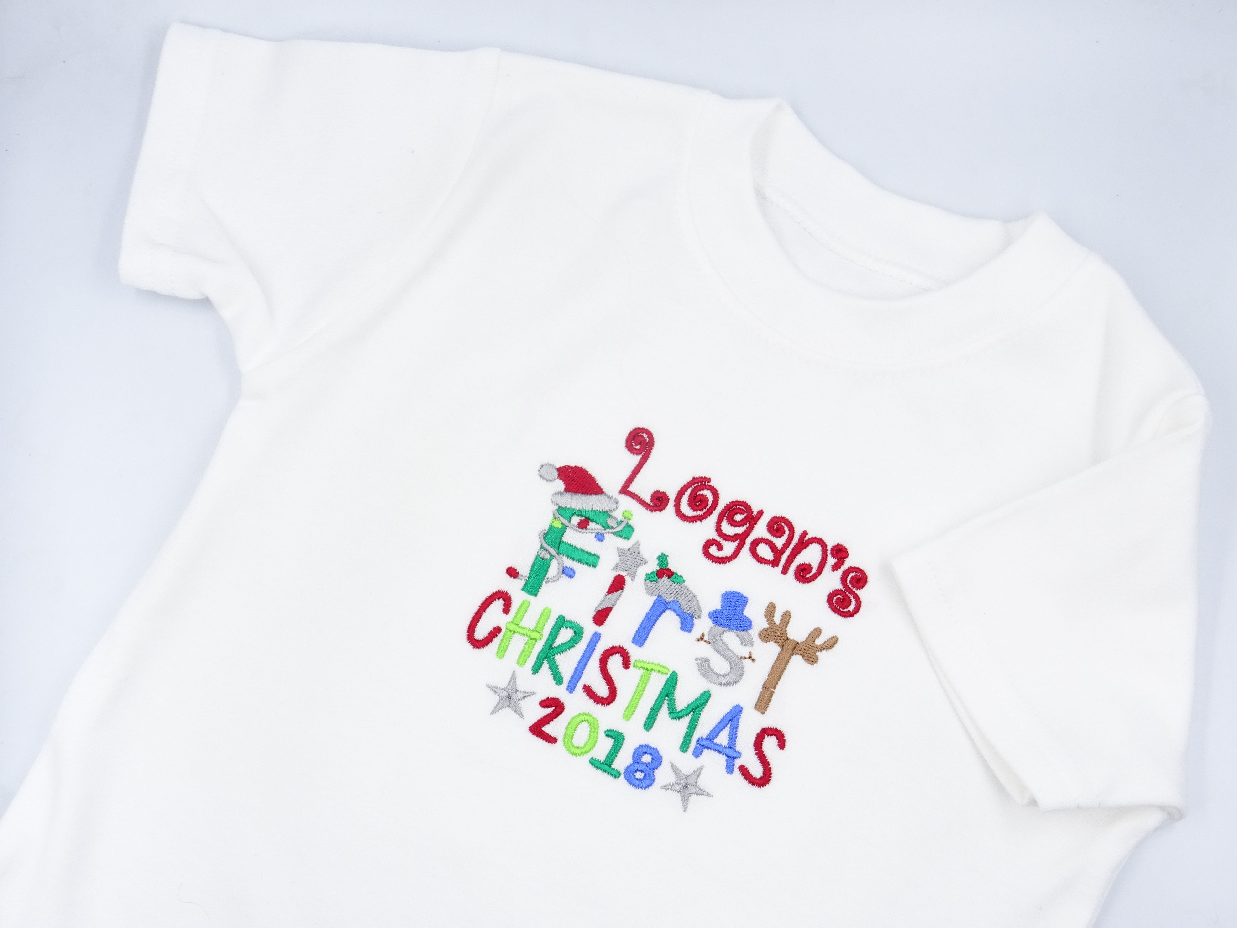 Personalised Boys Name First Christmas Short Sleeved Vest