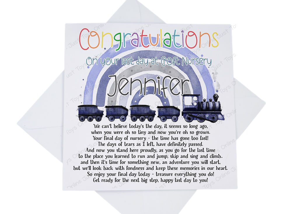 Thumbnail: Last Day of Nursery or Preschool Card with Poem/Verse - Train Rainbow