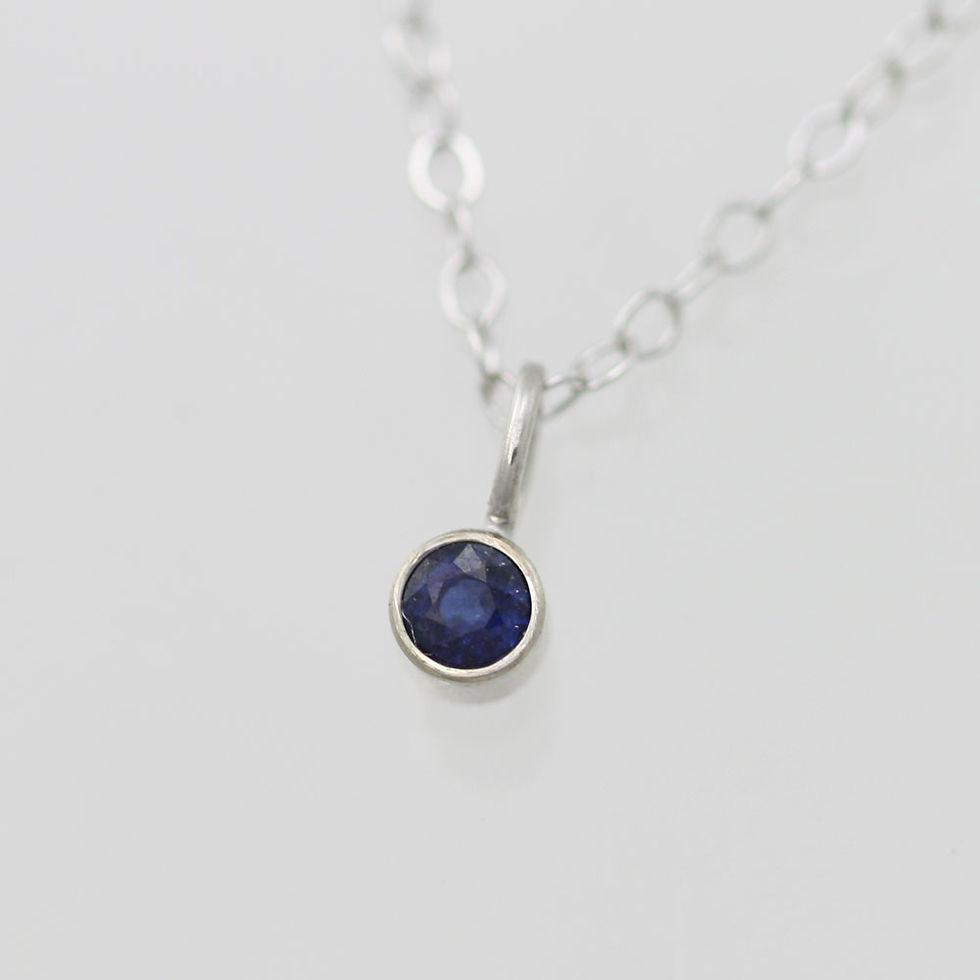 Thumbnail: Sapphire Drop Necklace 3mm in 14k Gold