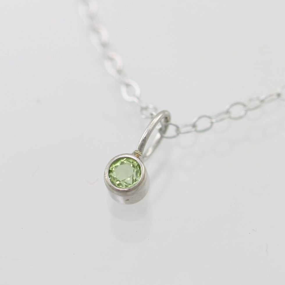 Thumbnail: Peridot Drop Necklace 3mm in 14k Gold