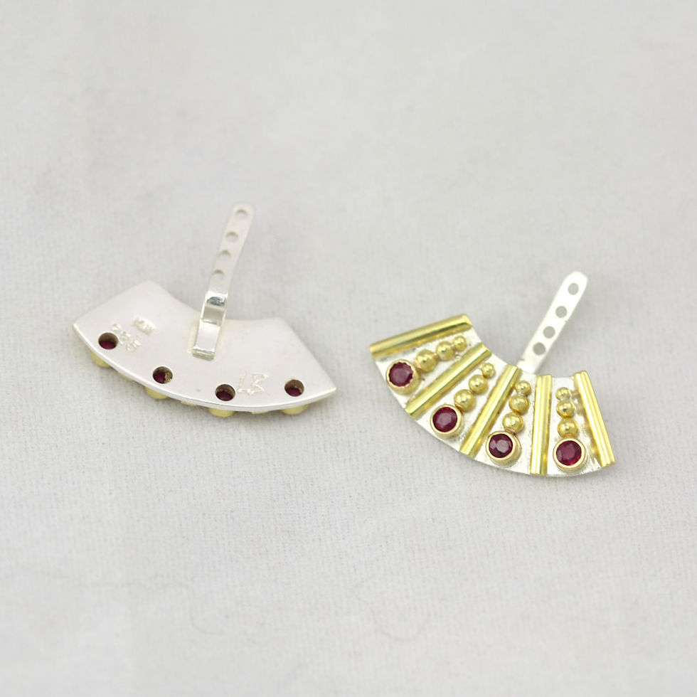 Thumbnail: Sun Goddess Earjackets (Ruby) 14ky Gold, Sterling Silver