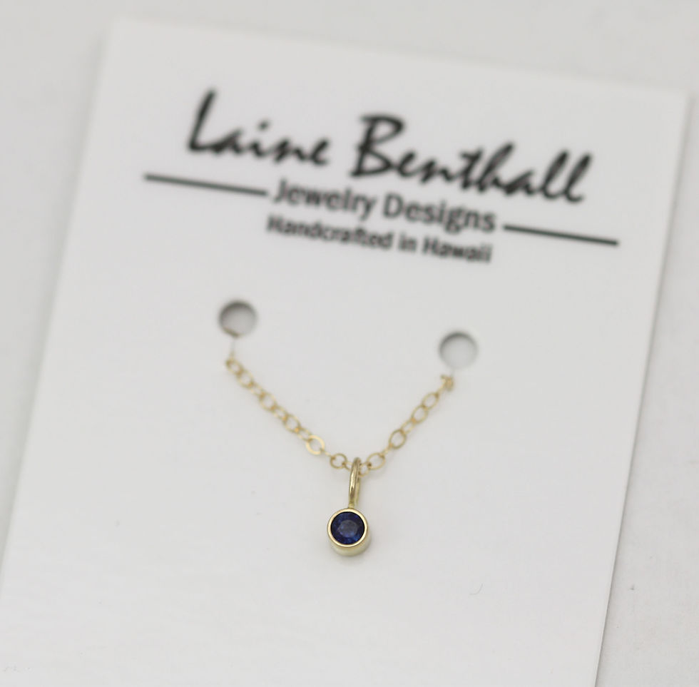 Thumbnail: Sapphire Drop Necklace 3mm in 14k Gold