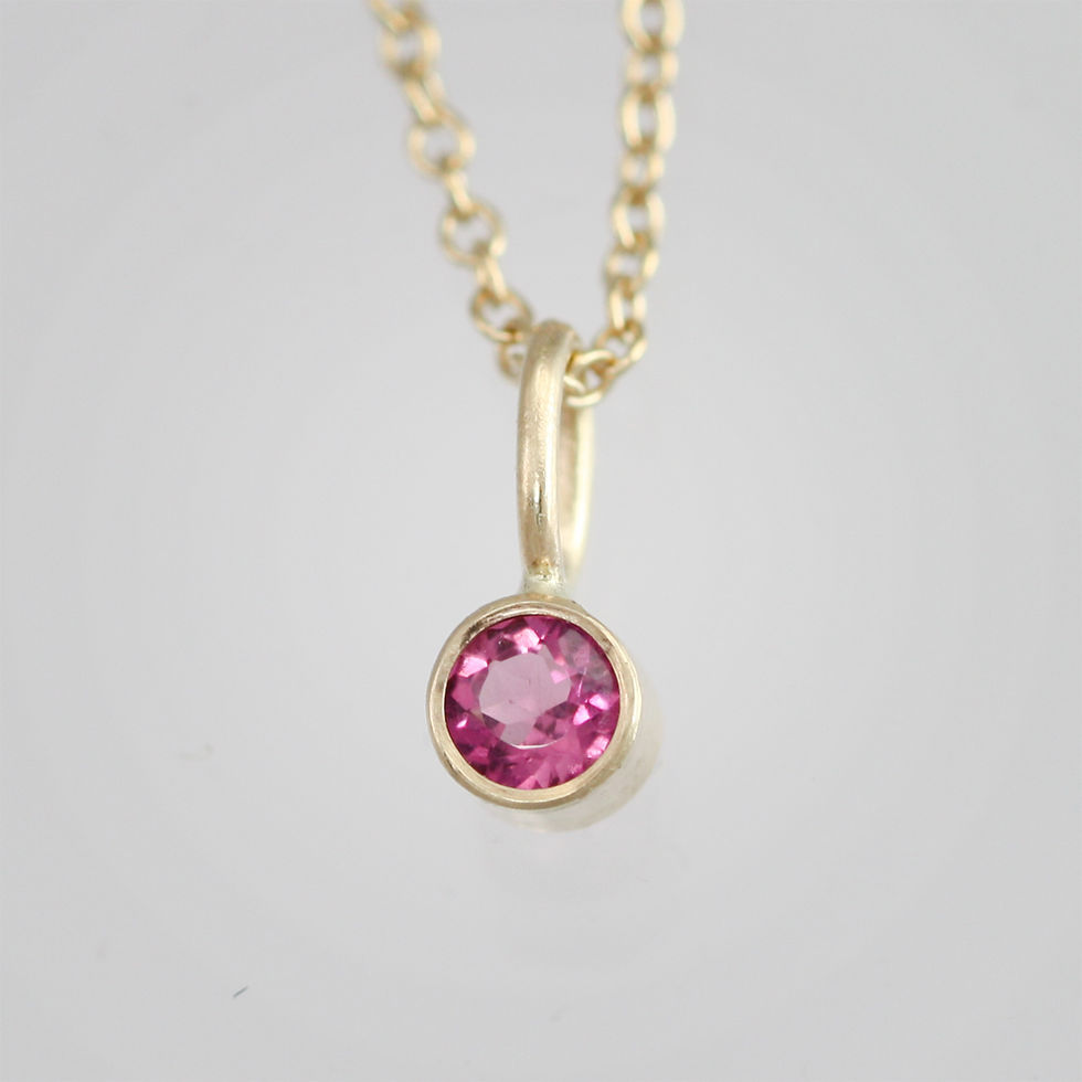 Thumbnail: Pink Tourmaline Drop Necklace 3mm in 14k Gold
