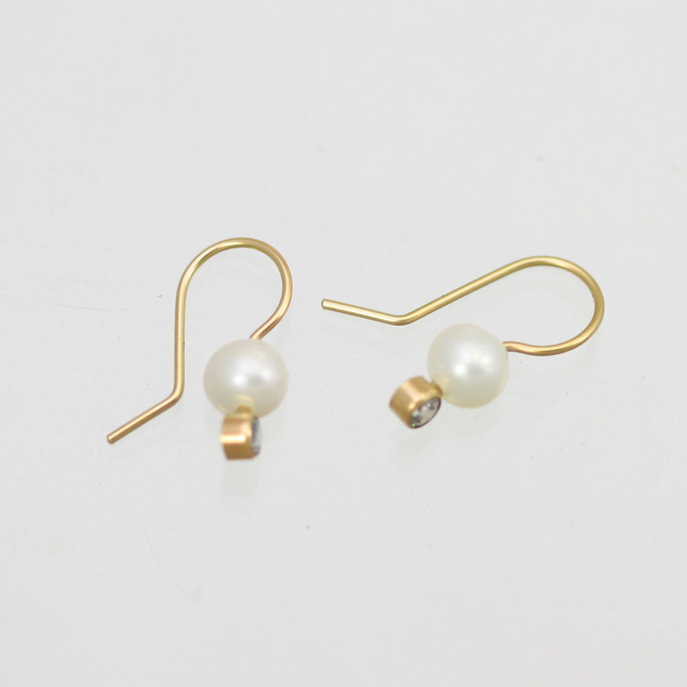 Thumbnail: Pearl Drop Earring with Birthstone in 14ky Yellow Gold Fill