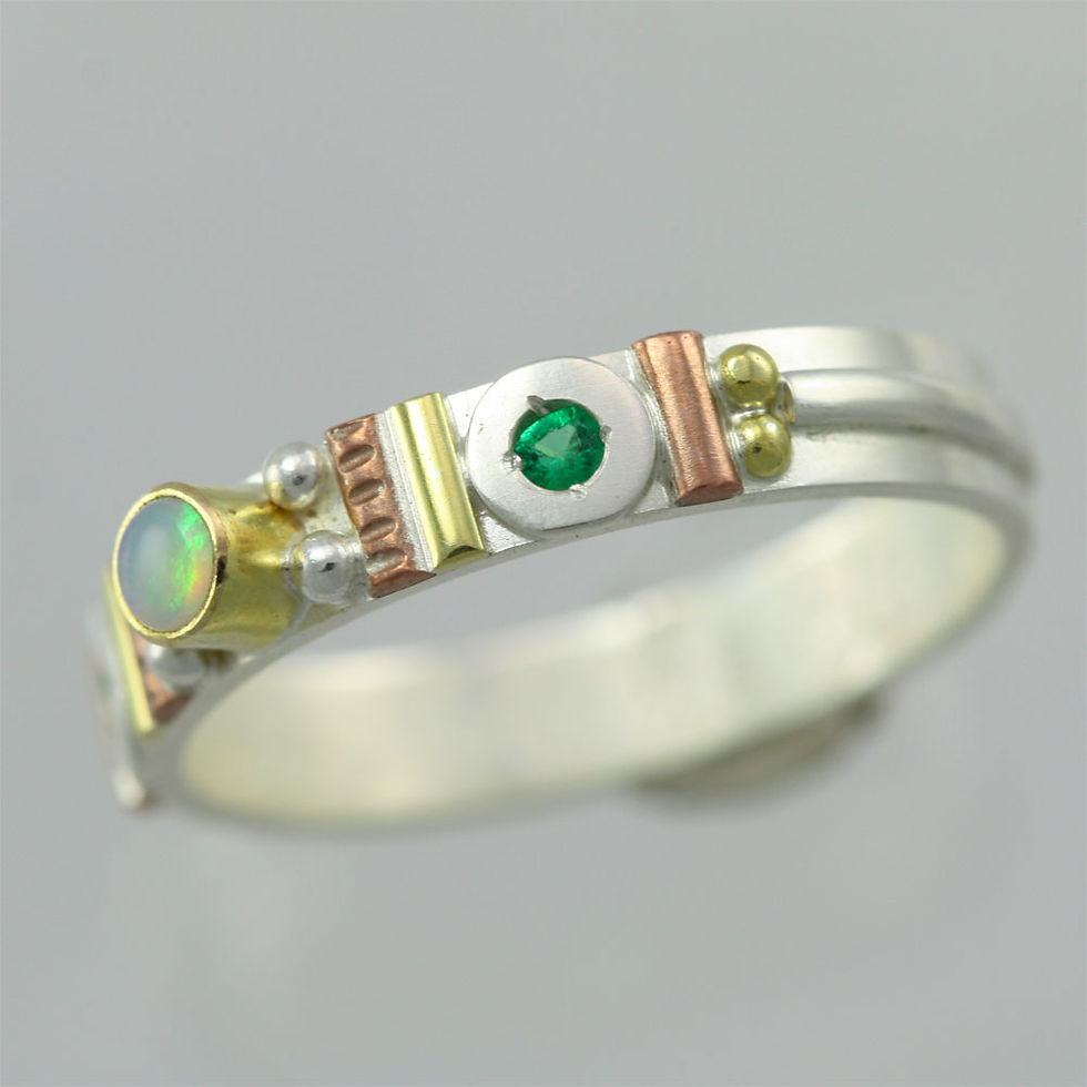 Thumbnail: Totem Stacking Ring with Opal & Emerald