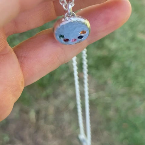Thumbnail: Hammered Chunk Necklace with Birthstones in Sterling Silver