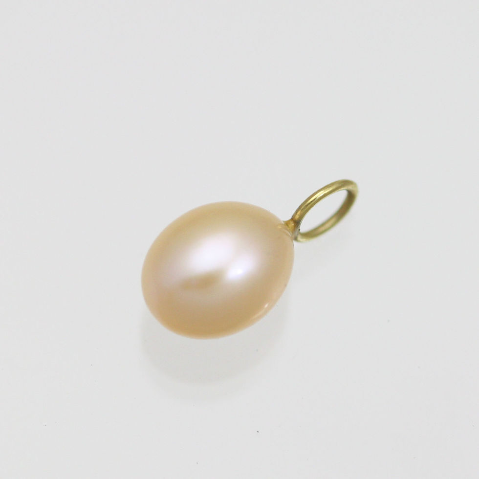 Thumbnail: Pink Oval Pearl Drop Pendant in 14ky Gold