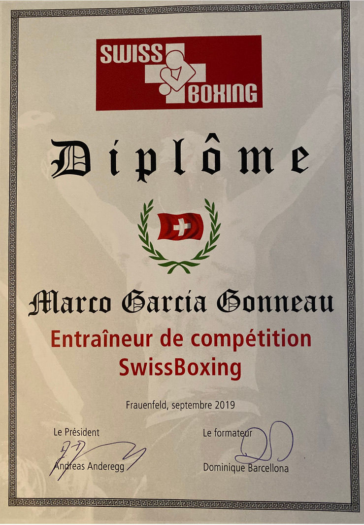 Diplome Boxe entraineur de compétition