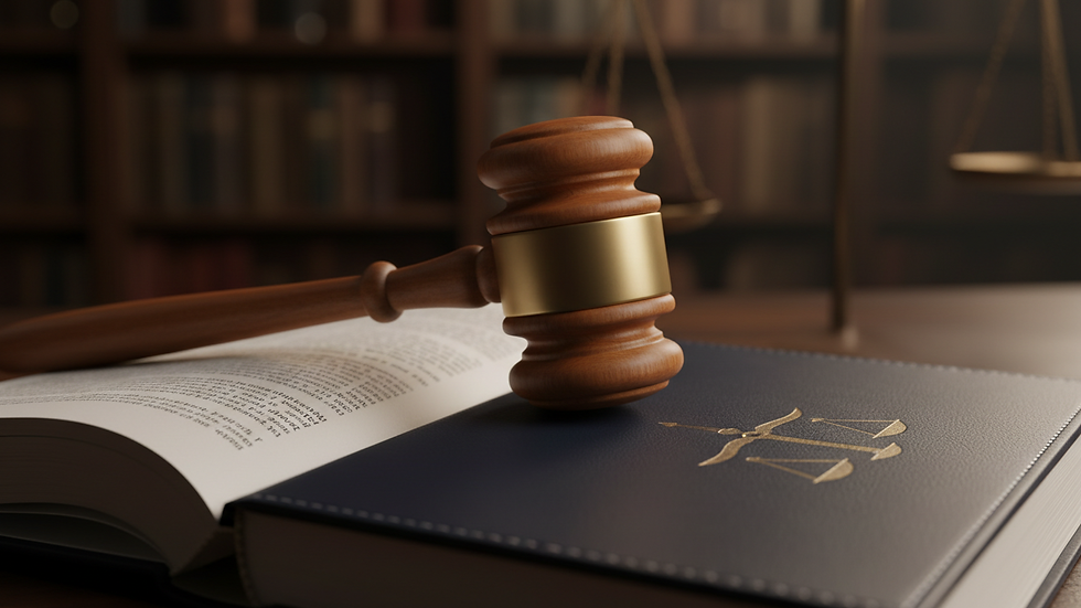 Close-up of a gavel on a legal book, symbolizing legal protection