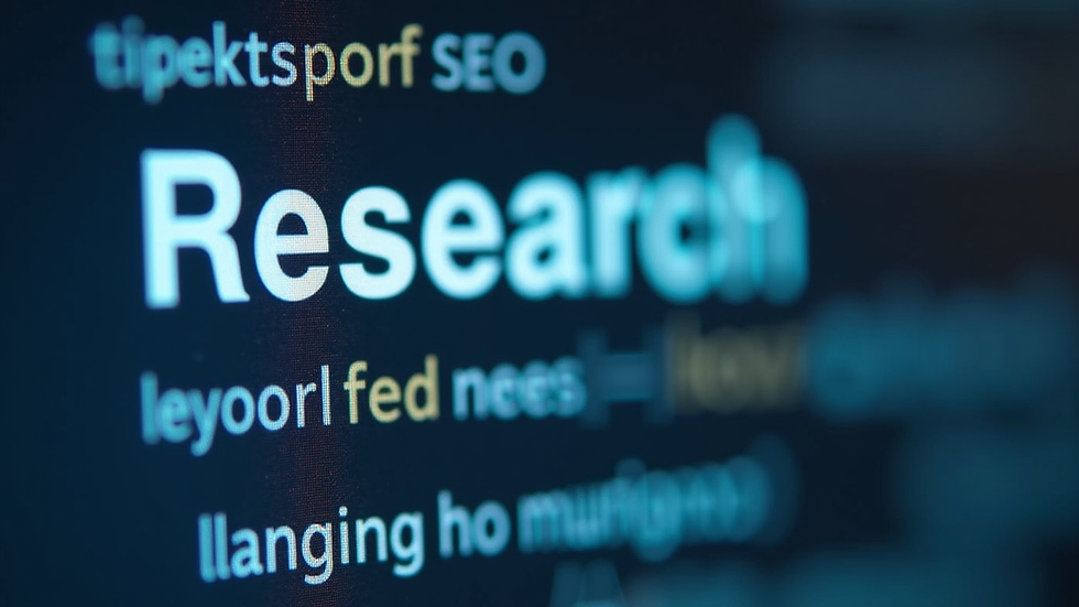 close-up view of SEO keyword research on computer screen