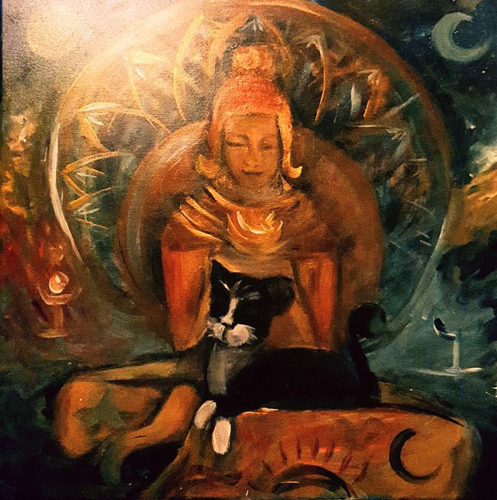 Jaclyn Johnston's painting of Buddha Cat