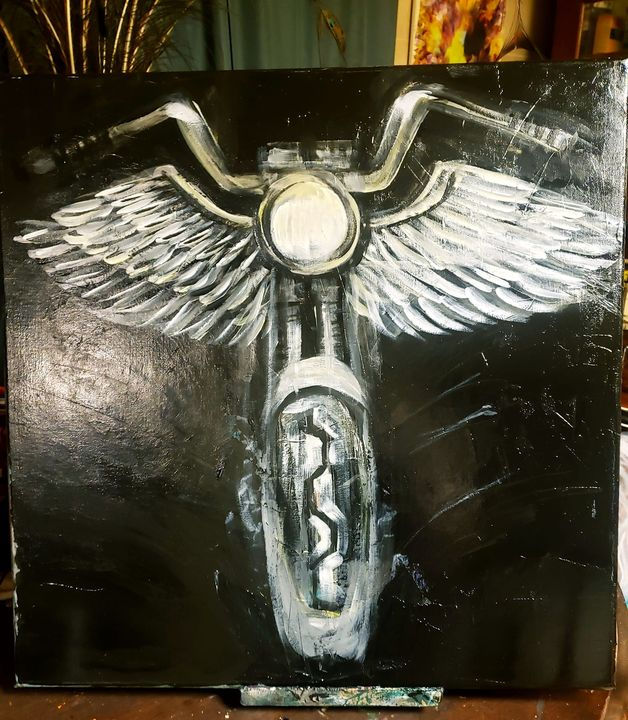 A motorcycle painting for a mother who lost her son in a fatal car accident