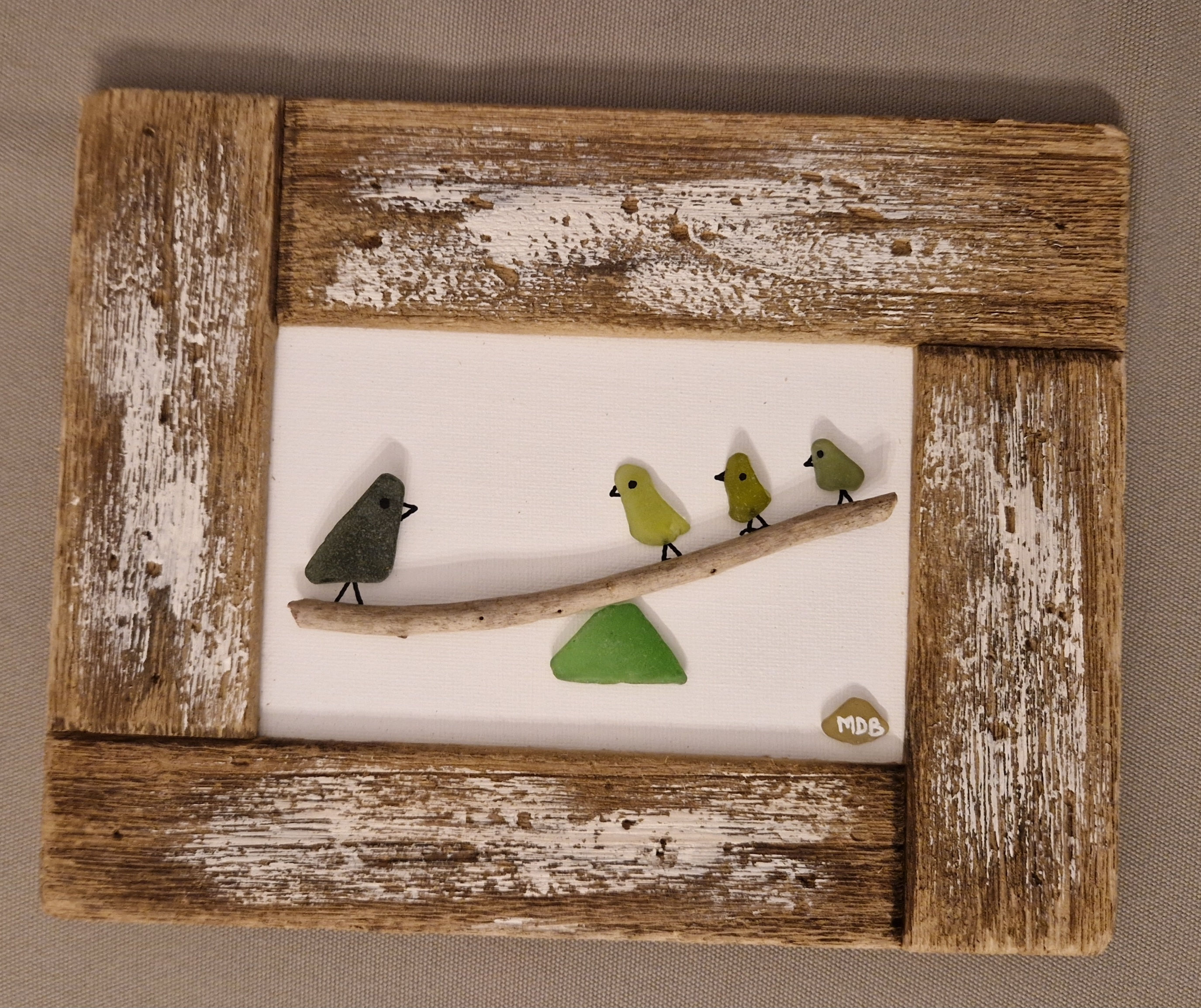 Oiseaux de verre sur tapecul - 18x23cm
