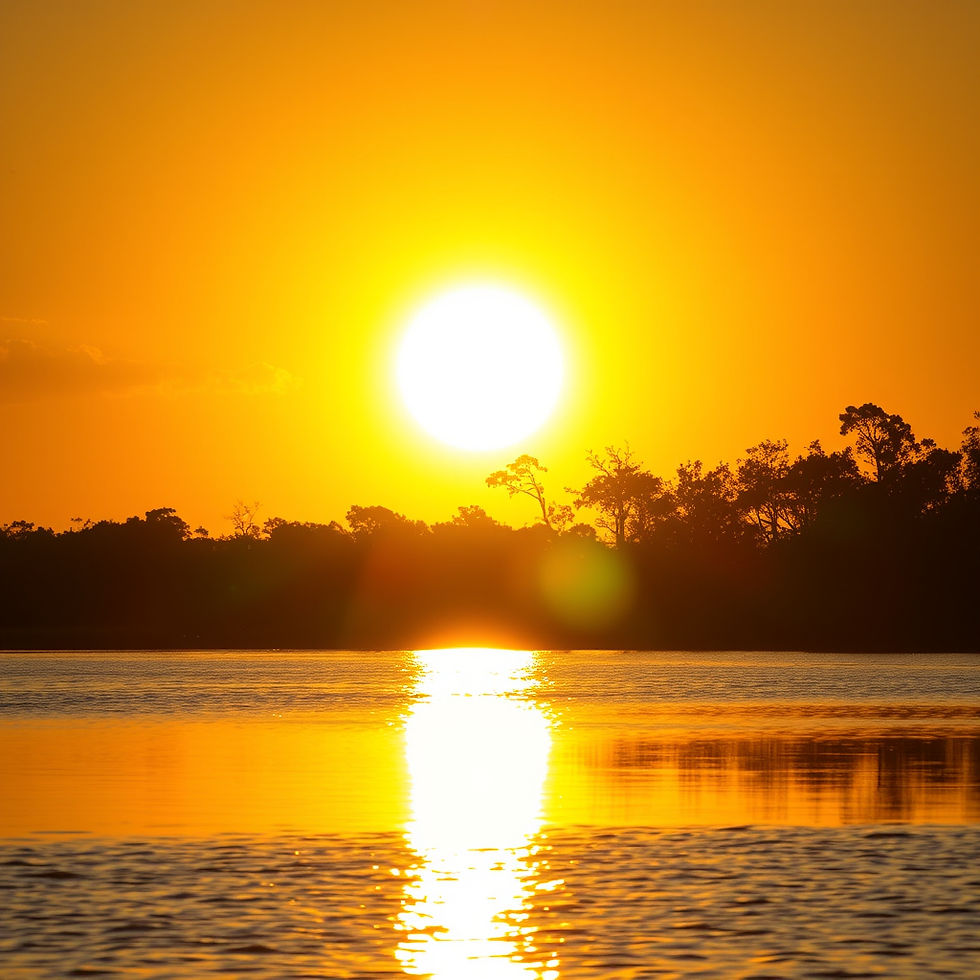 lindo por do sol laranjado no pantanal imagem gerada por ia