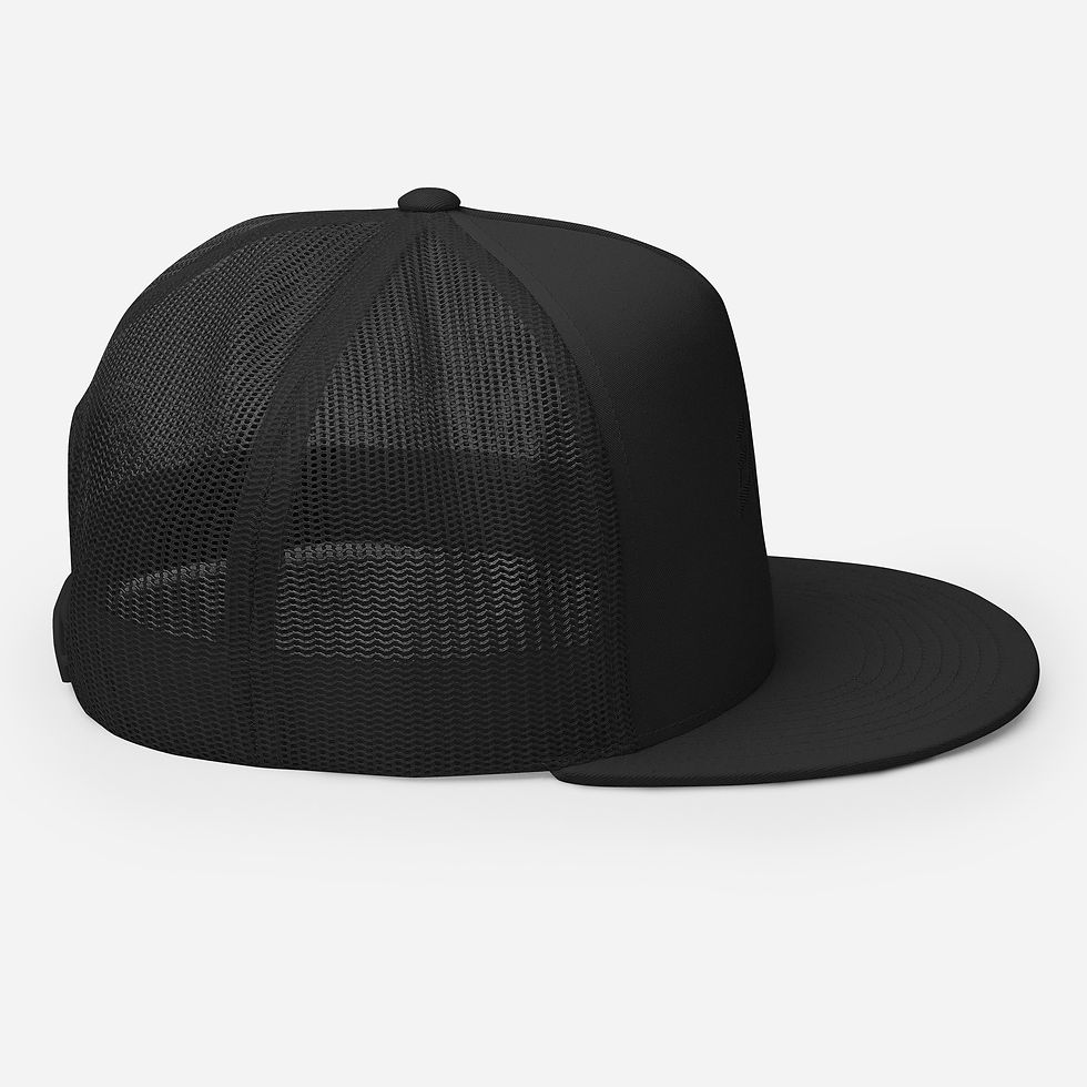 Thumbnail: EX-CON Solid Black Trucker Cap | High-Profile Flat Bill Hat