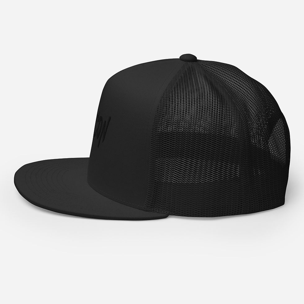 Thumbnail: EX-CON Solid Black Trucker Cap | High-Profile Flat Bill Hat