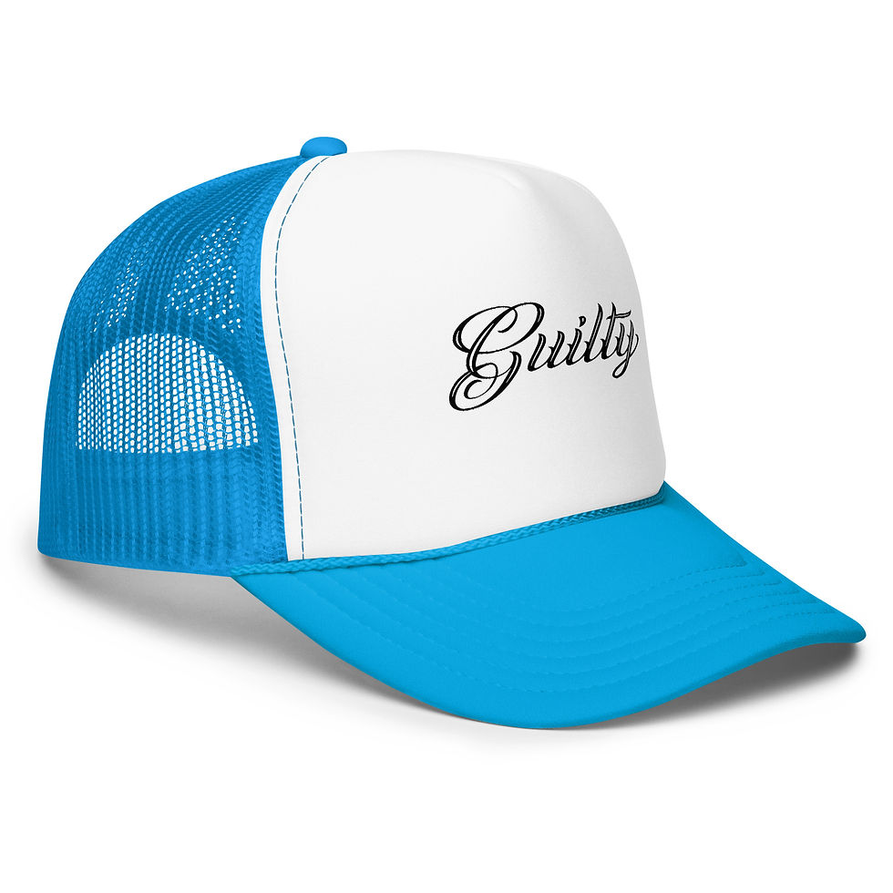 Thumbnail: Blue & White Foam Trucker Hat – “Guilty” Streetwear Cap