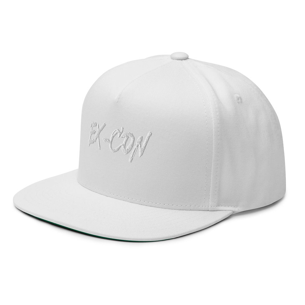 Thumbnail: EX-CON Solid White Flat Bill Cap | High-Profile Structured Snapback