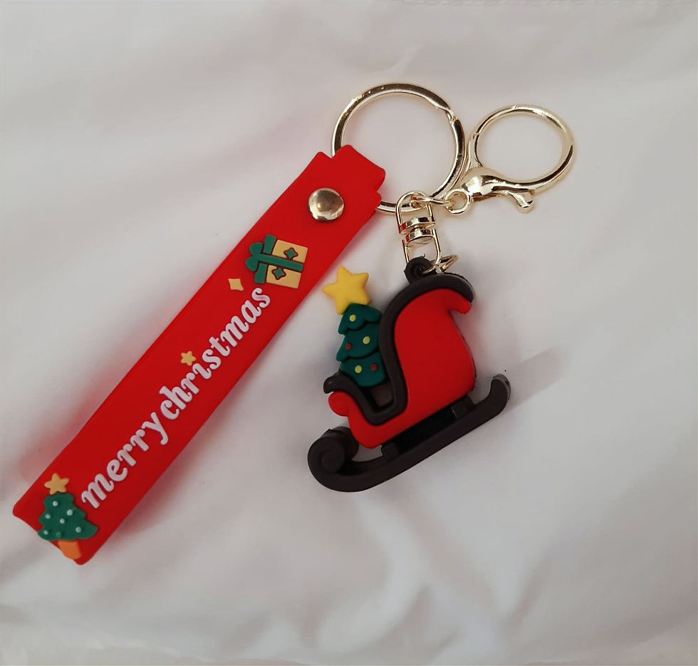 Miniatura: portachiavi in plastica morbida, adatto per i tuoi pensierini di Natale per amici, parenti, maestre, variante slitta