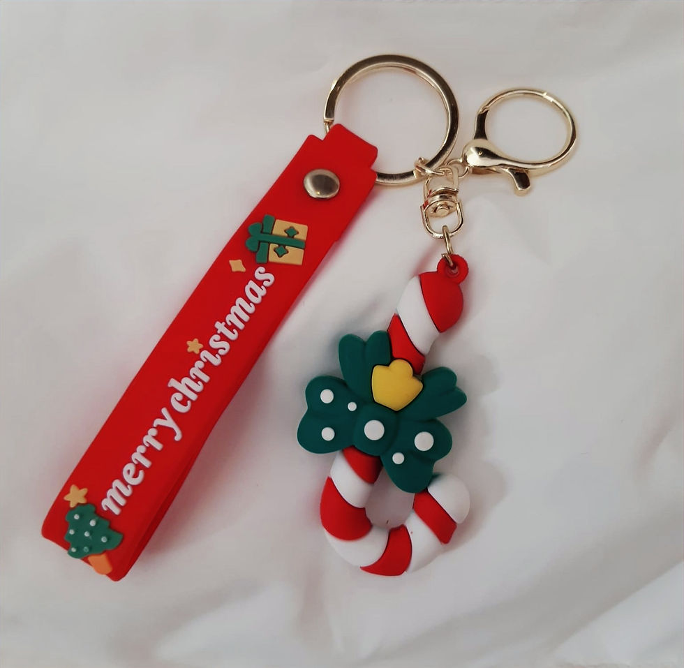 Miniatura: portachiavi in plastica morbida, adatto per i tuoi pensierini di Natale per amici, parenti, maestre, variante babbo ghirlanda