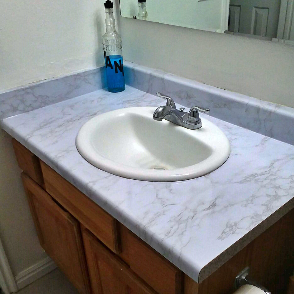 Vanity Makeover Marbled Contact Paper