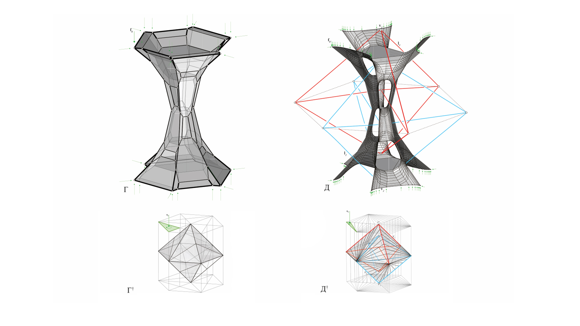 From Polyhedral to Anticlastic Funicular Spatial Structures