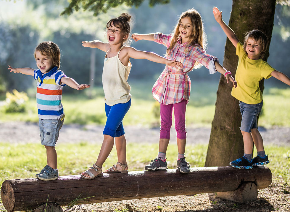 kids balancing on log The Vestibular System and Activities You Can Do at Home by kozie clothes