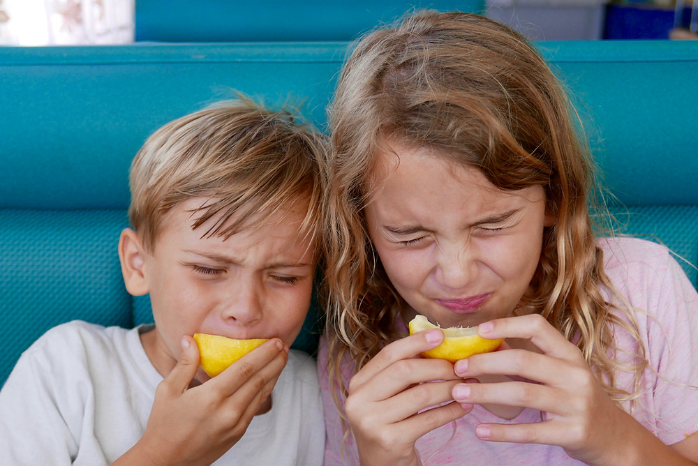 kids biting lemon the gustatory system by kozie clothes