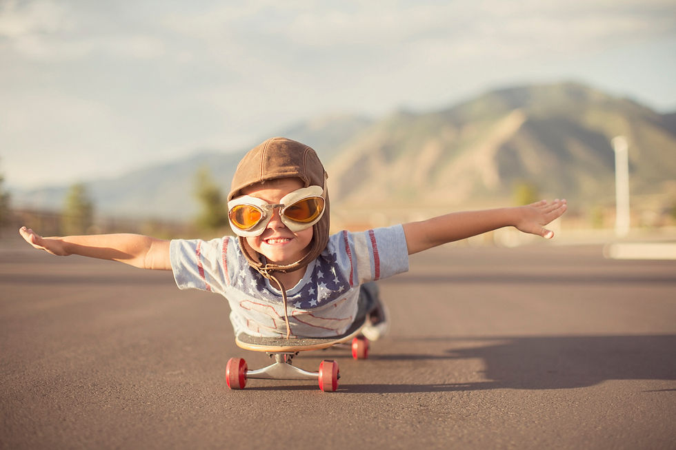 kid flying on skateboard The Vestibular System and Activities You Can Do at Home by kozie clothes