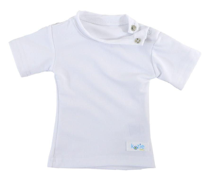 Thumbnail: White Baby Plain and Simple Sensory Compression Short Sleeve Shirt by Kozie Clothes