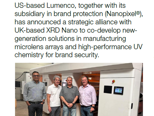 Strategic partnership between XRD Nano UK and Lumenco USA