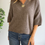 Thumbnail: Sun Brooch Collar 3/4 Sleeve Jumper in Mocha