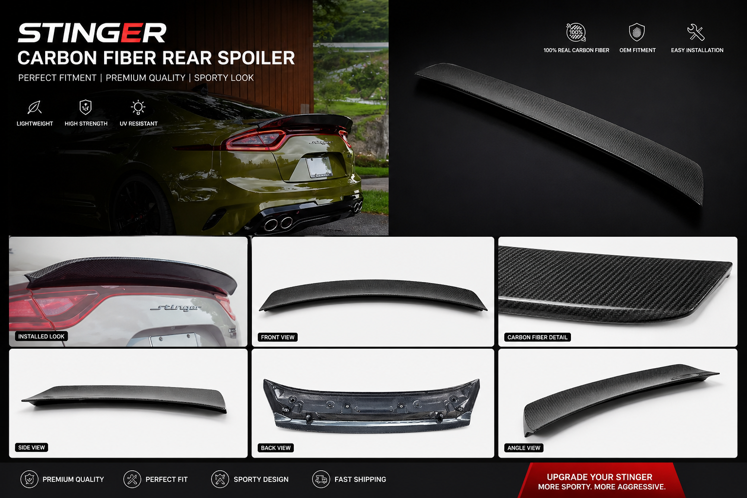 Style B Duckip Spoiler For Kia Stinger