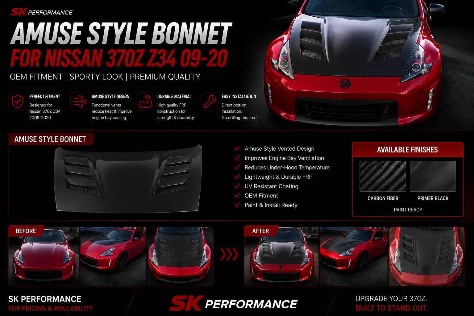 Amuse Style Bonnet For Nissan 370Z Z34 09-20