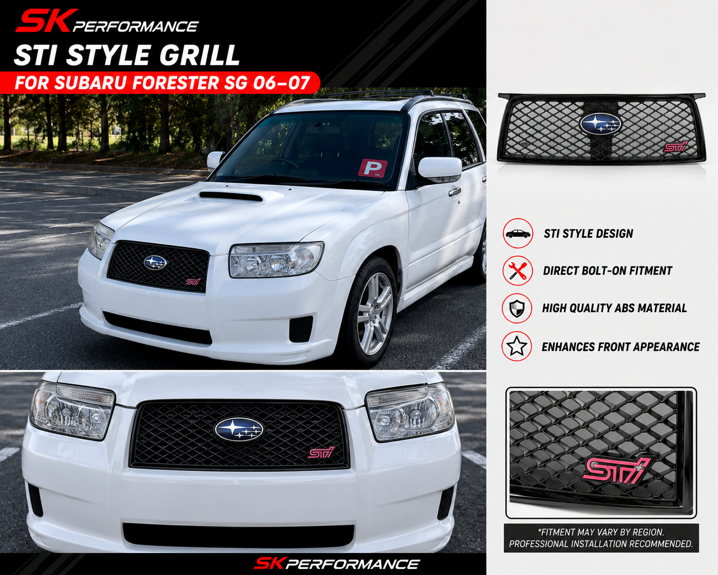 STI Style Grill For Subaru Forester SG 06-07