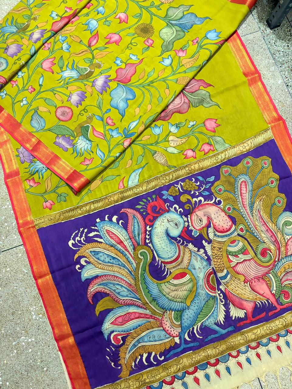 Handcrafted Kalamkari Saree